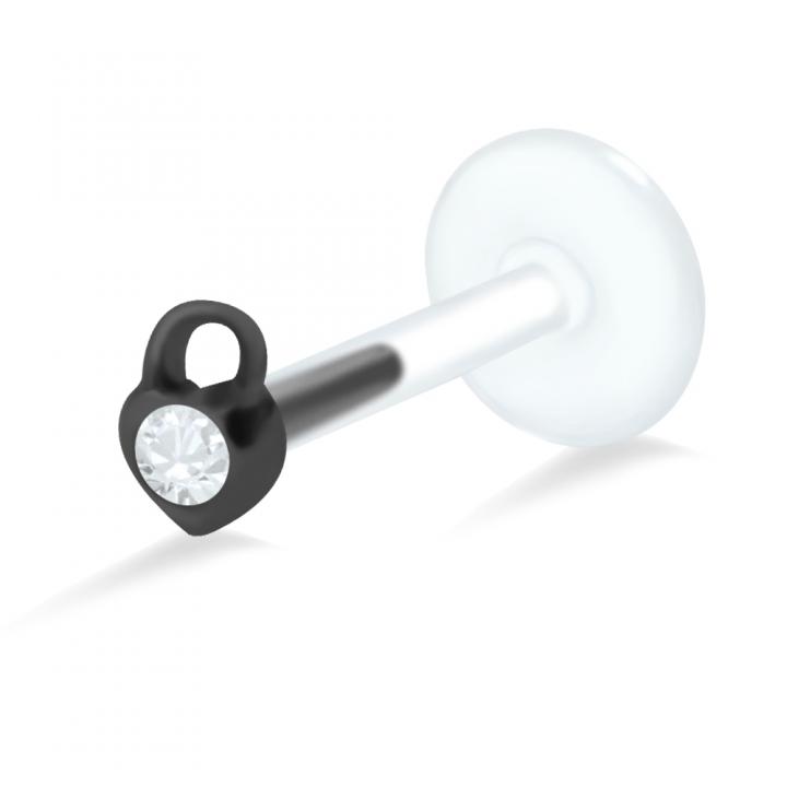 PTFE Tragus Labret Herzschloss II silber schwarz goldfarbig roségoldfarbig