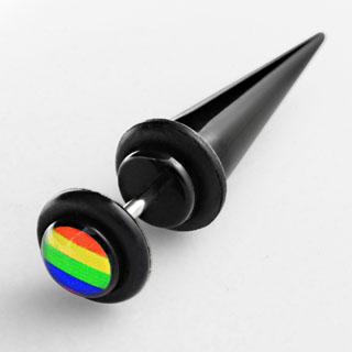 Fake Piercing Dehnungsstab schwarz Regenbogen Expander Tunnel Dehner