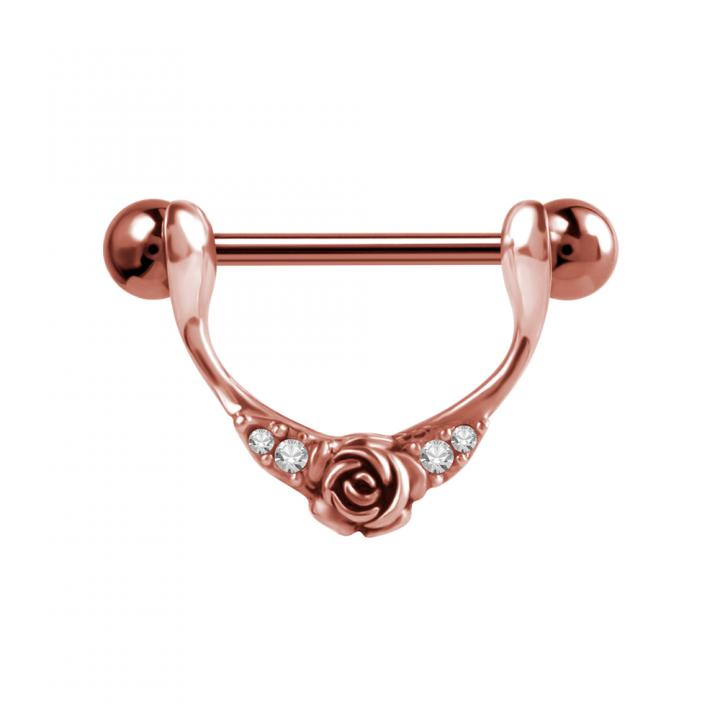 Brustwarzenpiercing Kristall Schild mit Barbell Nipple Piercing silberfarbig schwarz goldfarbig rosé