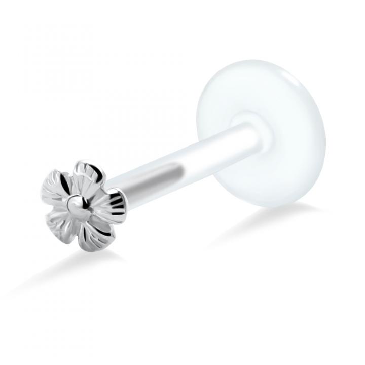 PTFE Tragus Labret Blume silber schwarz goldfarbig roségoldfarbig