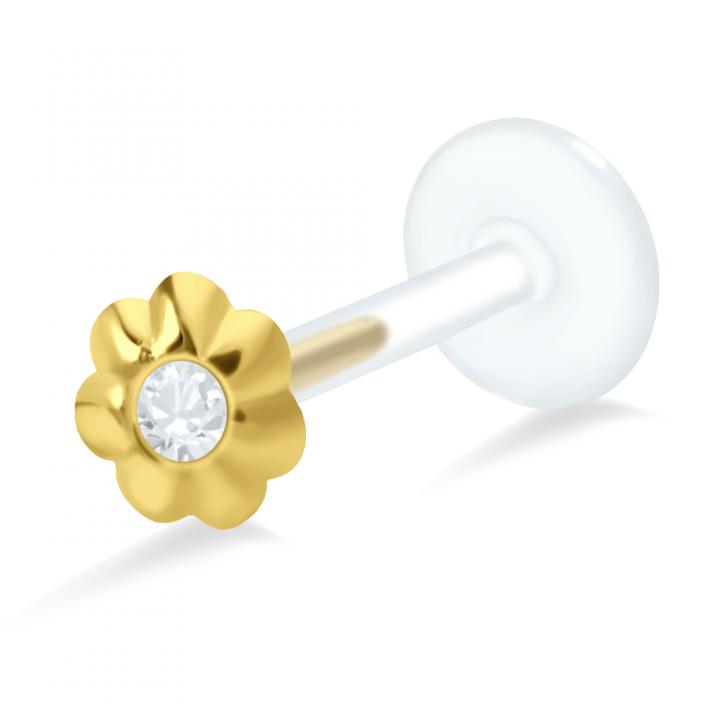 PTFE Tragus Labret Blume silber schwarz goldfarbig roségoldfarbig