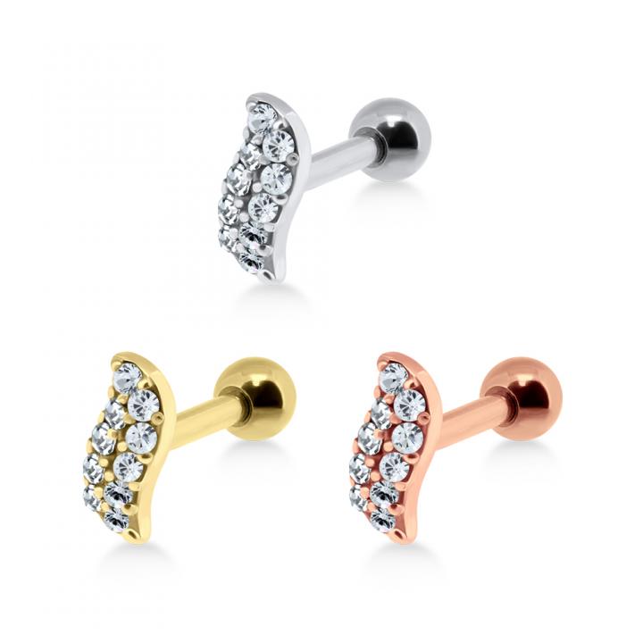 Helix Tragus Piercing Kristalldesign silberfarbig goldfarbig roségoldfarbig