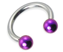 Circular Hufeisen Piercing farbige Kugeln 7 Farben anodisiert