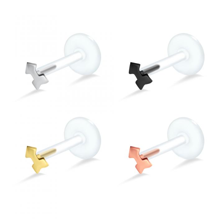 PTFE Tragus Labret Pfeil silber schwarz goldfarbig roségoldfarbig