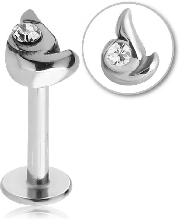 Stahl Piercing Motiv Kristallblume nur Aufsatz oder mit Barbell oder Labret (wählbar)