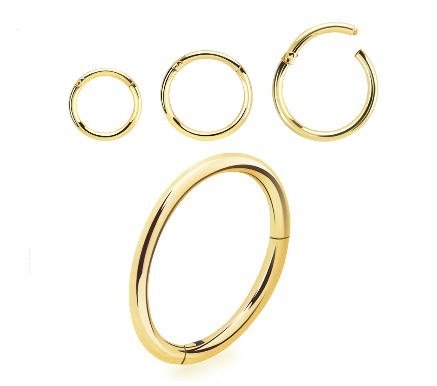 Segmentring Clicker mit Klickverschluss 18karat Gelbgold 1.0mm Stabstärke Segmentring Clicker mit Klickverschluss 18karat Gelbgold 1.0mm Stabstärke