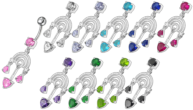 Bauchnabelpiercing Kristall mit Silberkettchen Titan Farbe: kristallklar