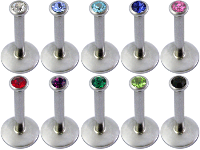 Piercing Labret Swarovski Kristall 10 Farben 1.2mm Innengewinde