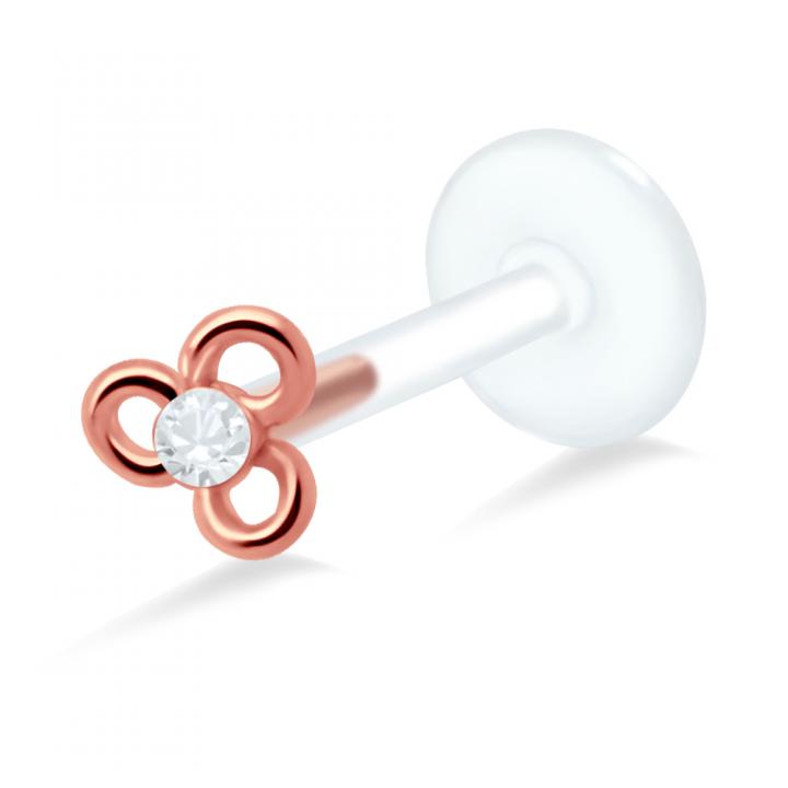 PTFE Tragus Labret Kristalldesign silber schwarz goldfarbig roségoldfarbig