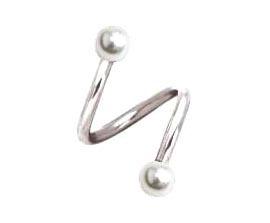 Piercing Spirale Perlen weiss Titan u Stahl 1,2mm/1,6mm Twister