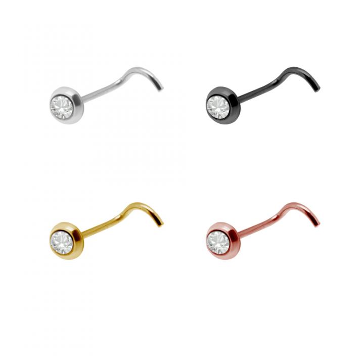 Nasenstecker Spirale Kristall Silber silberfarbig schwarz goldfarbig roségoldfarbig