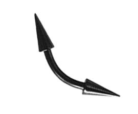 1173_13 Piercing Banane Schwarz mit langen Spitzen Stahl 1,2 / 1,6 mm