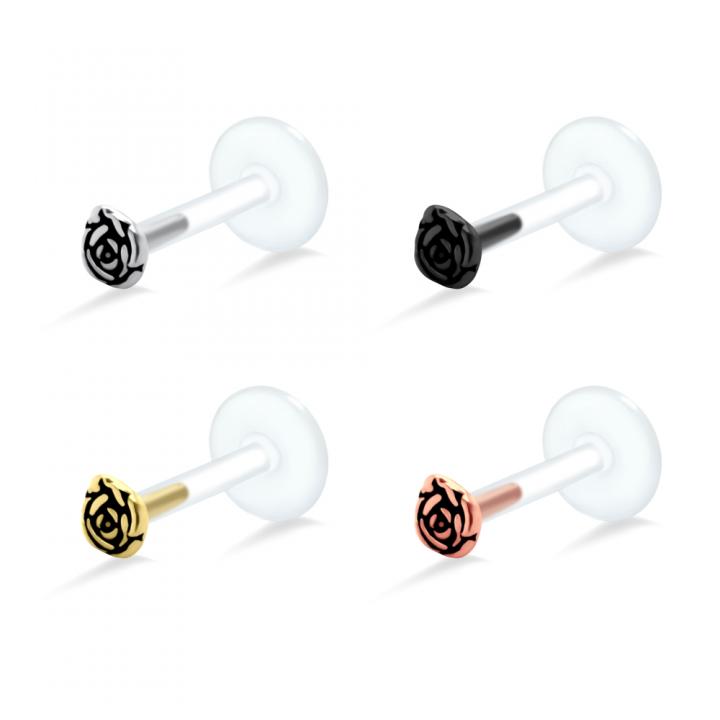 PTFE Tragus Labret Rose silber schwarz goldfarbig roségoldfarbig