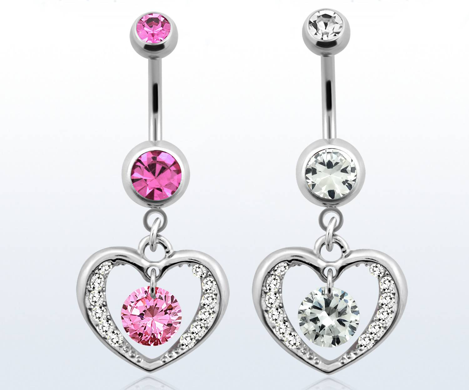 Bauchnabelpiercing Titan mit schönem Herz-Anhänger 8mm/10mm/12mm Stablänge