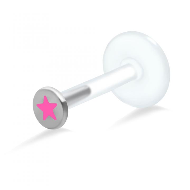 PTFE Tragus Labret mit farbigem Stern (Farbe wählbar)