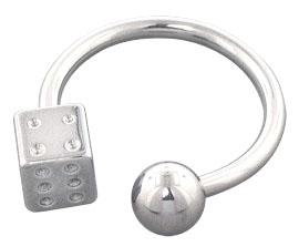 1823_4 Circular Hufeisen Piercing Würfel und Kugel 1.2mm u 1.6mm Stahl