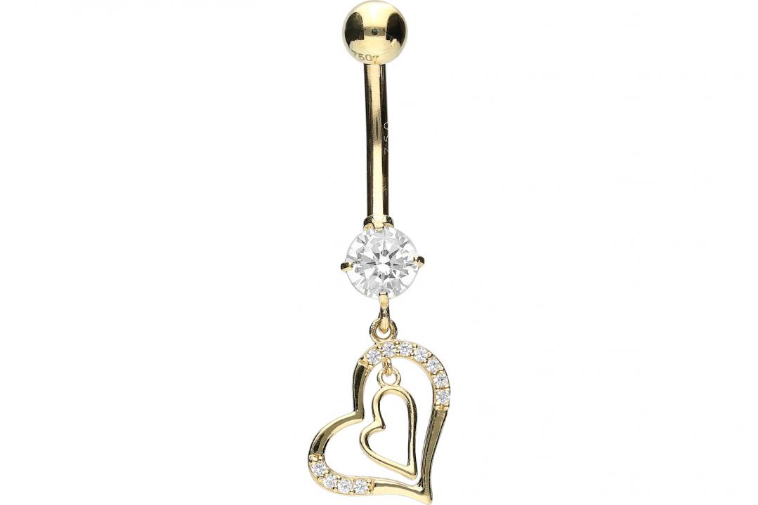 🦚 Bauchnabelpiercing 18karat Gold Gelbgold Herzen 🦚 Bauchnabelpiercing 18karat Gold Gelbgold Herzen