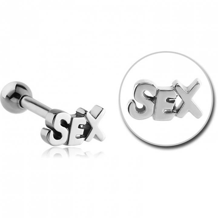 Stahl Piercing Motiv Sex nur Aufsatz oder mit Barbell oder Labret (wählbar)