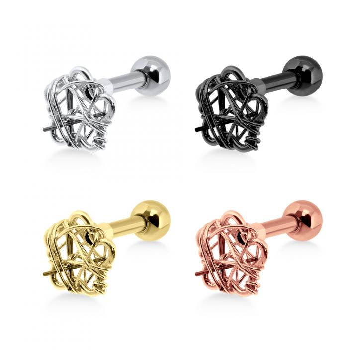 Helix Tragus Piercing Blume Drahtgeflecht silberfarbig schwarz goldfarbig roségoldfarbig