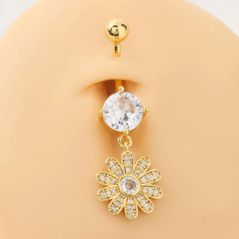 Bauchnabelpiercing Chirurgenstahl 316L goldfarbig mit Kristallmotiv