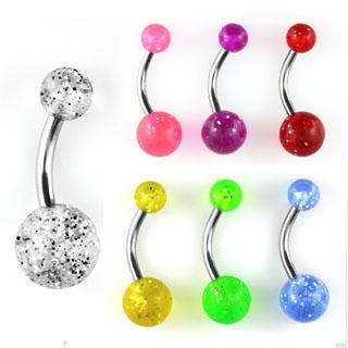 bngt Bauchnabel Piercing Banane Acryl Glitzerkugel Titan u Stahl 7 Farben