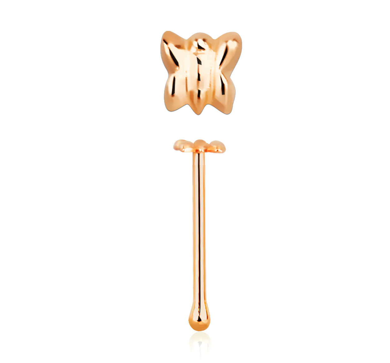 14karat Echtgold Roségold Nasenstecker Pin Schmetterling mit Geschenkbox