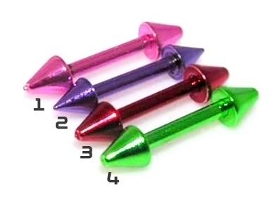 bar358 Barbell Chirurgenstahl anodisiert Spitzen 1.2mm x 8mm Hantel Piercing