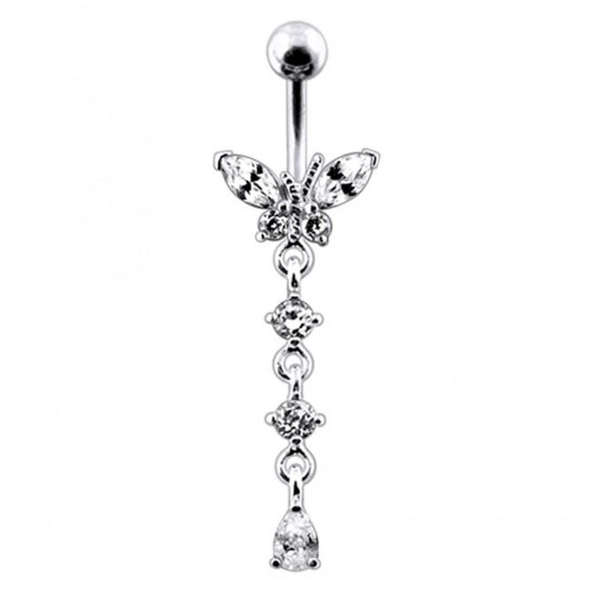 Bauchnabelpiercing Titan 925er Silber-Motiv Schmetterling