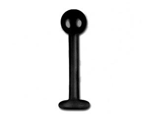 pt553b PTFE Piercing Labret Stecker Schwarz mit Kugel 1.2 u 1.6 mm