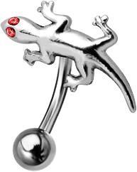 Bauchnabelpiercing Gecko Eidechse Motiv oben mit Stahl Banane