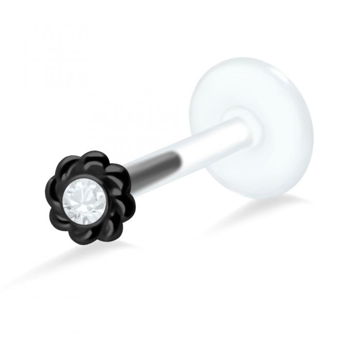 PTFE Tragus Labret Blüte silber schwarz goldfarbig roségoldfarbig