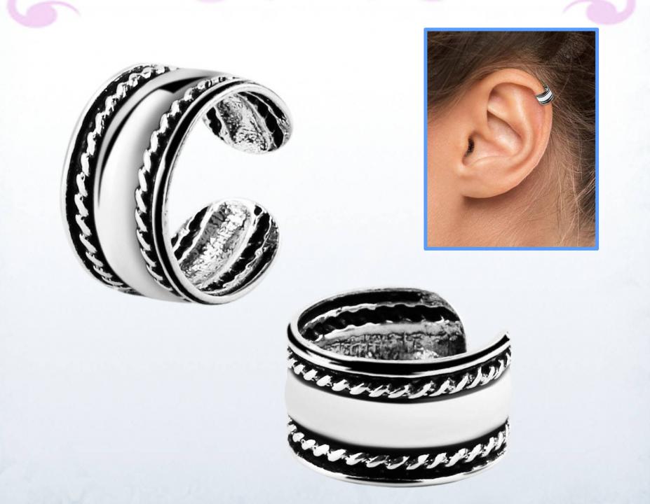 Ohrklemme Ear Cuff aus Silber mit Motiv