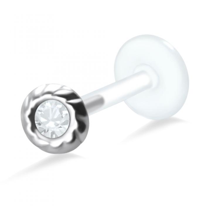 PTFE Tragus Labret Kristalldesign silber schwarz goldfarbig roségoldfarbig