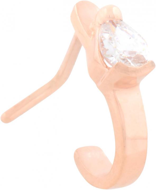 Nasenstecker Spirale Chirurgenstahl roségoldfarbig Kristall-Teardrop 0.8mm Stärke