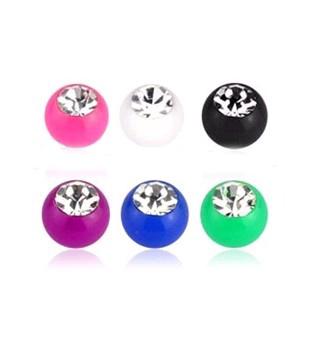 14588 Piercing Acryl Kugel mit Kristall Verschluss 1,2/1,6mm Schraubkugel