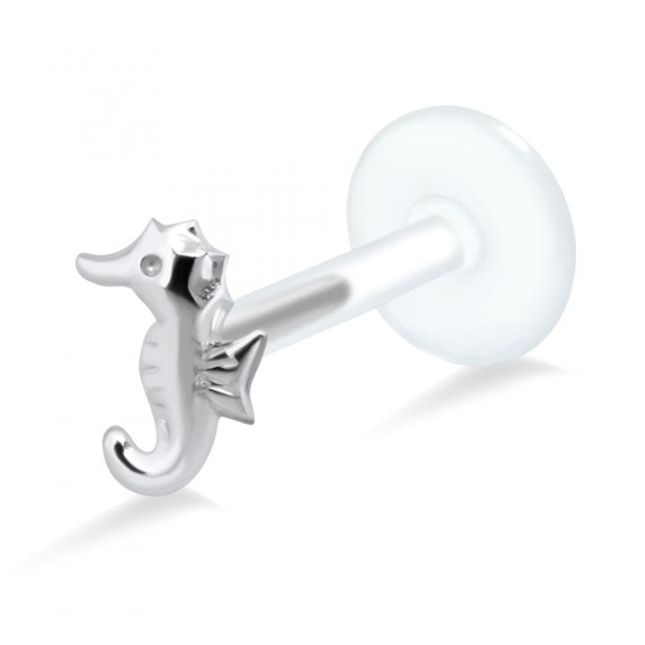 PTFE Tragus Labret Seepferd silber schwarz goldfarbig roségoldfarbig