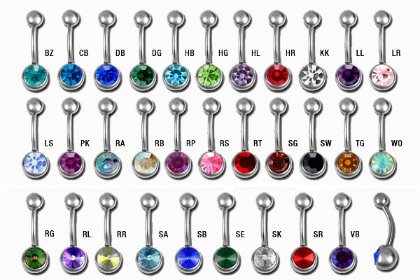 tt100_11_1 Bauchnabelpiercing Swarovski Kristall Kugel Titan Piercing Banane