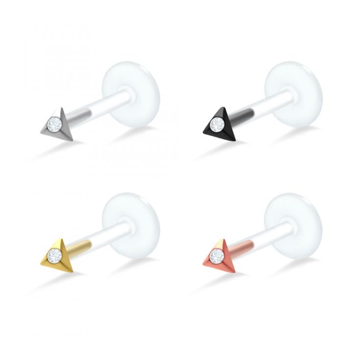 PTFE Tragus Labret Dreieck silber schwarz goldfarbig roségoldfarbig