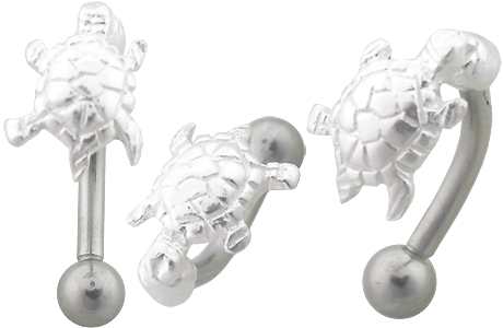 pbep023 Augenbrauenpiercing Banane mit Motiv Schildkröte aus Silber