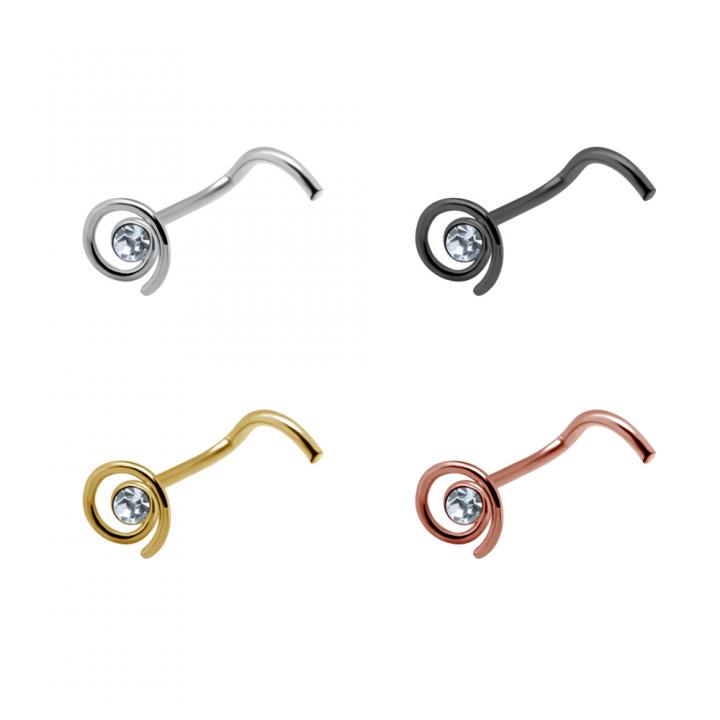 Nasenstecker Spirale Silber Wirbel silberfarbig schwarz goldfarbig roségoldfarbig