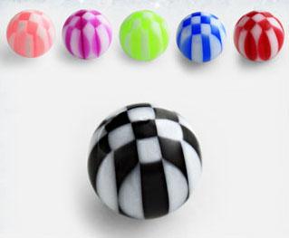 xckbal6 Piercing Acryl Kugel Checker Balls kariert 6 Farben Verschluss 1.6mm