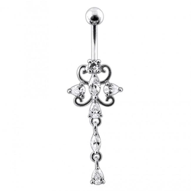 Bauchnabelpiercing Chirurgenstahl 925er Silber-Motiv Kristalldesign