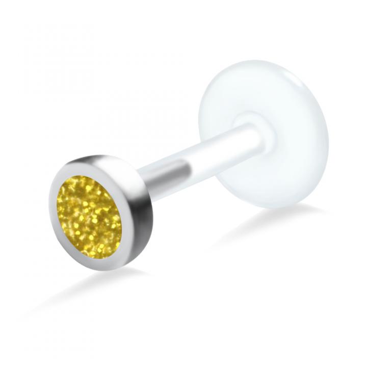 PTFE Tragus Labret Glitzerkristall (Kristallfarbe wählbar)