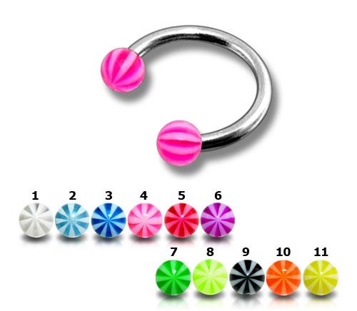 en1003_1 Hufeisen Circular Piercing Beachballs Titan u Stahl 1.6 mm 9 Farben