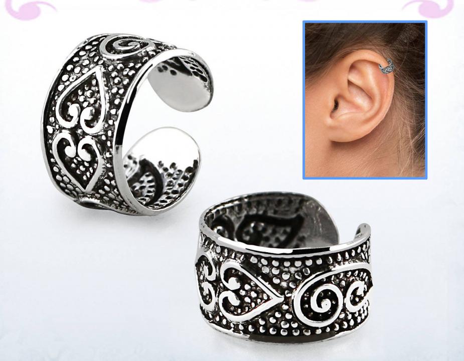 Ohrklemme Ear Cuff aus Silber Herztribals