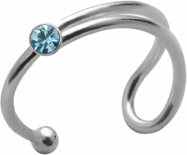 Ohrklemme mit Kristall aquamarin 925er Silber Fake Ohr Piercing