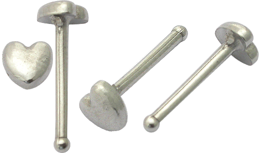 Nasenstecker Pin mit Herz Motiv 0.8 Stahl Nasenpiercing gerade