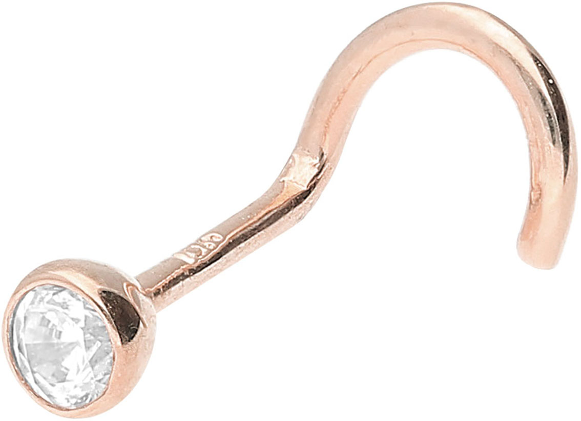 18Karat Echtgold Roségold Nasenstecker mit 2.4mm-Kristall