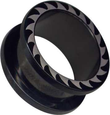 p1634_3 Flesh Tunnel Schwarz Kreissäge Stahl Chirurgenstahl Ohrpiercing