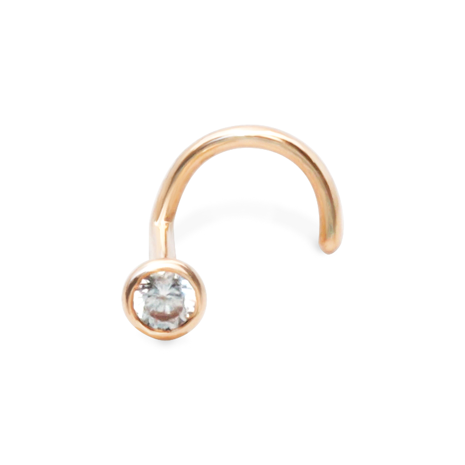 Exklusiver 18Karat Roségold Nasenstecker mit 1.6mm-Kristall  Stabstärke: 0.6mm